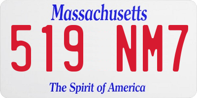 MA license plate 519NM7