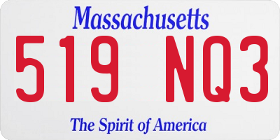 MA license plate 519NQ3