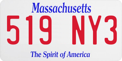 MA license plate 519NY3