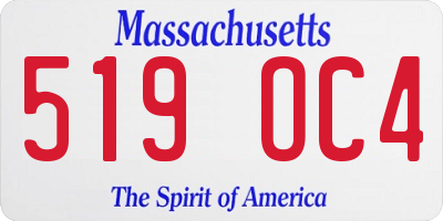 MA license plate 519OC4