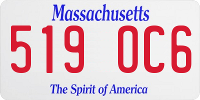 MA license plate 519OC6