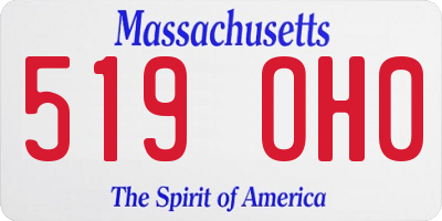MA license plate 519OH0
