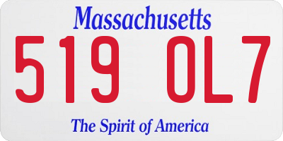 MA license plate 519OL7