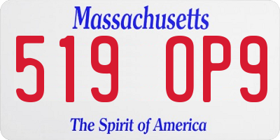 MA license plate 519OP9
