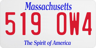 MA license plate 519OW4