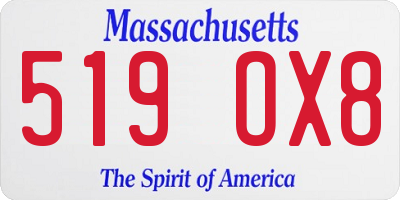 MA license plate 519OX8