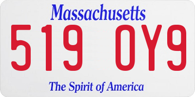 MA license plate 519OY9