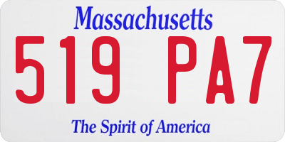 MA license plate 519PA7