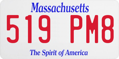 MA license plate 519PM8
