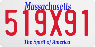 MA license plate 519X91