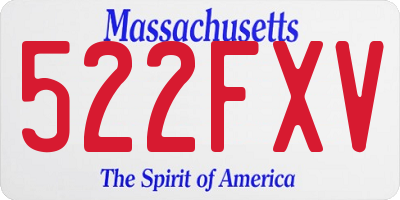 MA license plate 522FXV