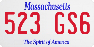 MA license plate 523GS6
