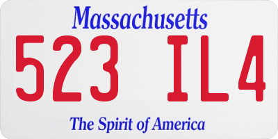 MA license plate 523IL4