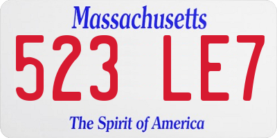 MA license plate 523LE7