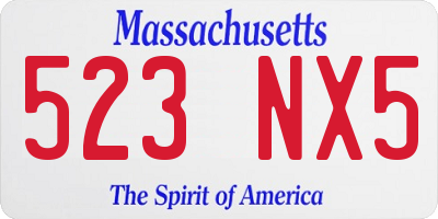 MA license plate 523NX5