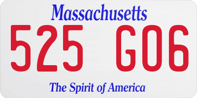 MA license plate 525GO6