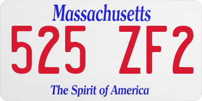 MA license plate 525ZF2