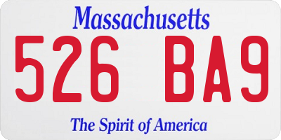 MA license plate 526BA9