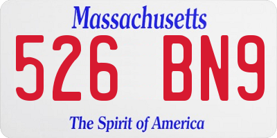 MA license plate 526BN9
