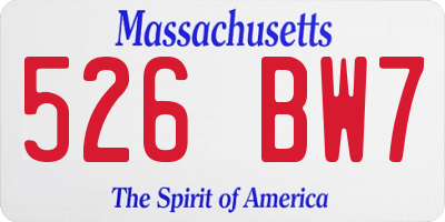 MA license plate 526BW7