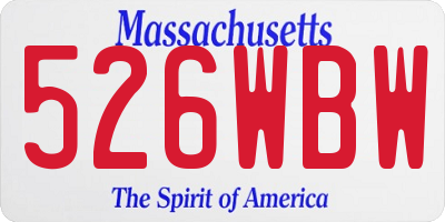 MA license plate 526WBW