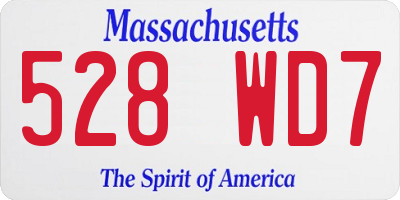 MA license plate 528WD7