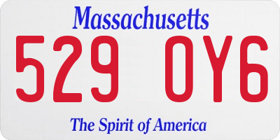 MA license plate 529OY6
