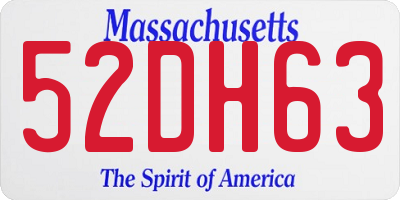 MA license plate 52DH63