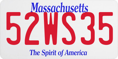 MA license plate 52WS35