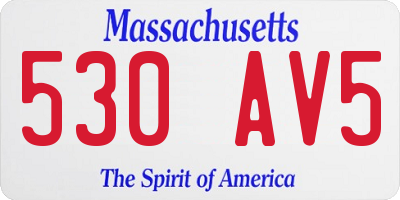 MA license plate 530AV5