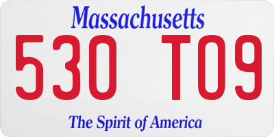 MA license plate 530TO9