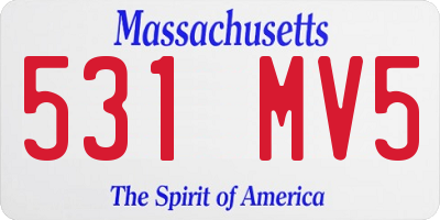 MA license plate 531MV5
