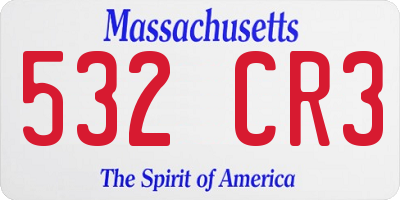 MA license plate 532CR3