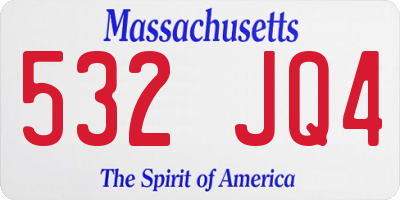 MA license plate 532JQ4