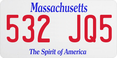 MA license plate 532JQ5