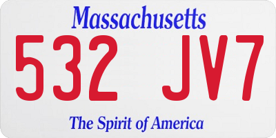 MA license plate 532JV7