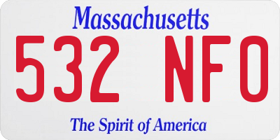 MA license plate 532NF0