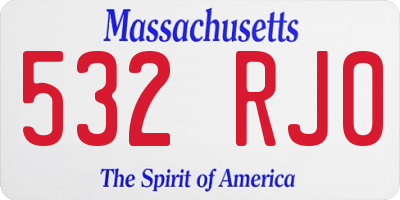MA license plate 532RJ0