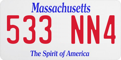 MA license plate 533NN4