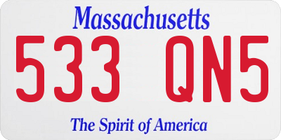 MA license plate 533QN5