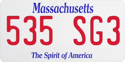 MA license plate 535SG3