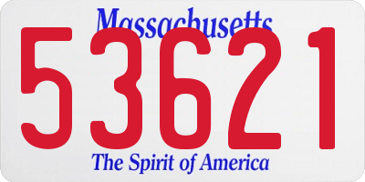 MA license plate 53621