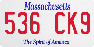 MA license plate 536CK9