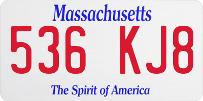 MA license plate 536KJ8
