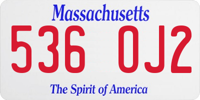 MA license plate 536OJ2