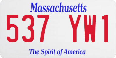 MA license plate 537YW1