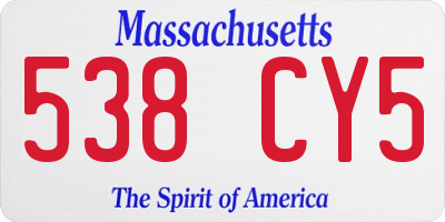 MA license plate 538CY5