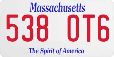 MA license plate 538OT6