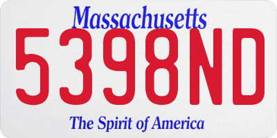 MA license plate 5398ND
