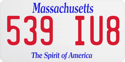 MA license plate 539IU8